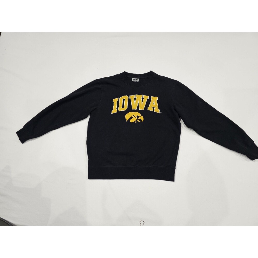 Iowa Hawkeyes NCAA Stitched Varsity Crewneck Sweatshirt Unisex Men M Black Gold